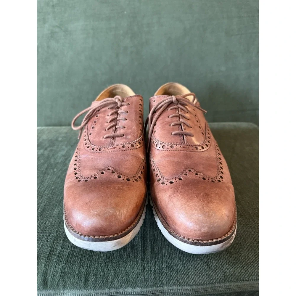 Cole Haan ZeroGrand Wingtip Oxford Dress Shoes British Tan‎ C23741 Men's 11 M